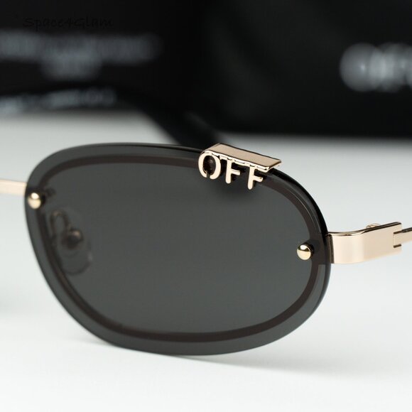 Off-White Men Sunglasses Gold Grey Oval OERI13M MIAMI 7607 NEW AUTHENTIC - Picture 7 of 12